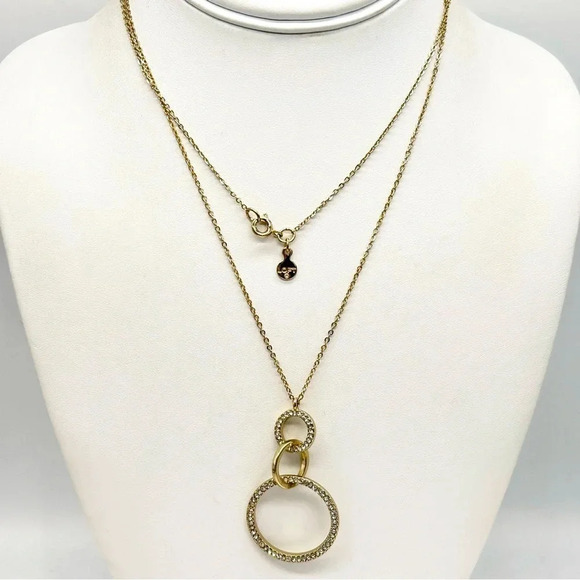 LOFT Gold Jeweled Rings Pendant Necklace - Picture 1 of 3